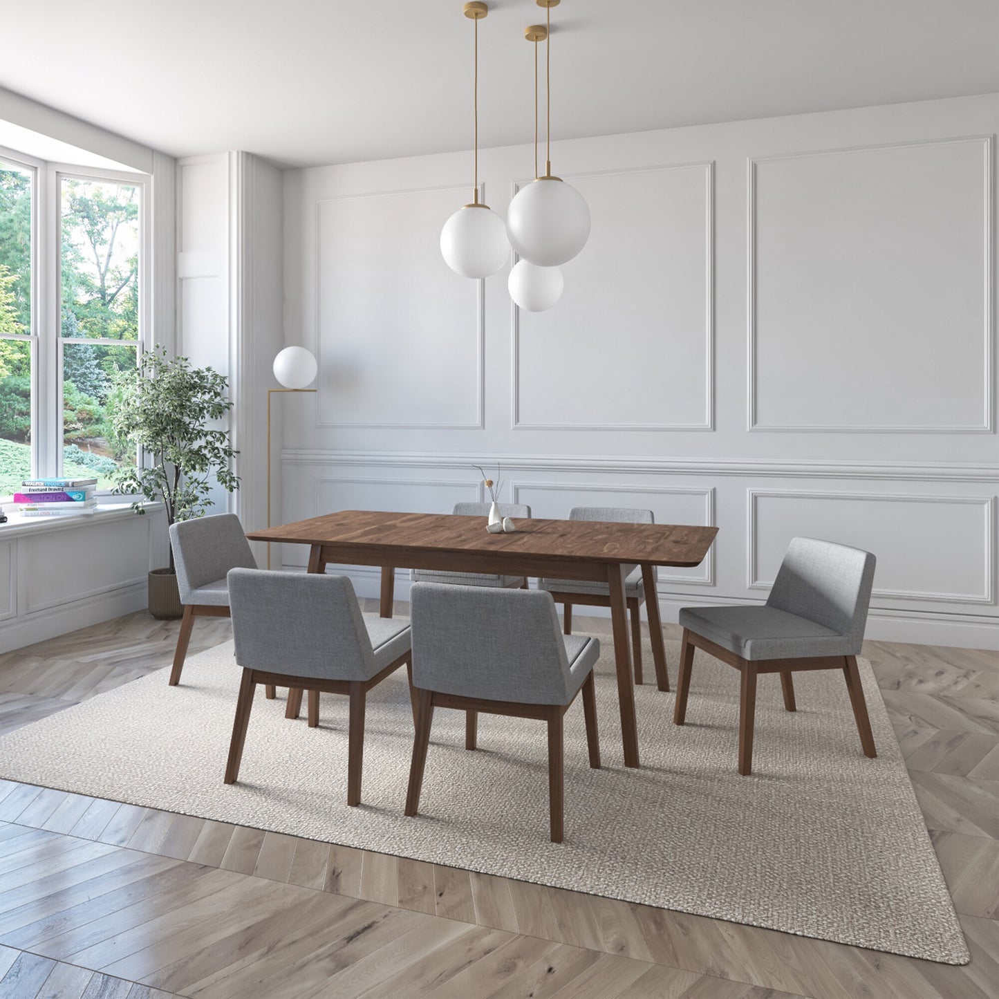 Juego de Comedor Extensible Milan de Madera con 6 Sillas