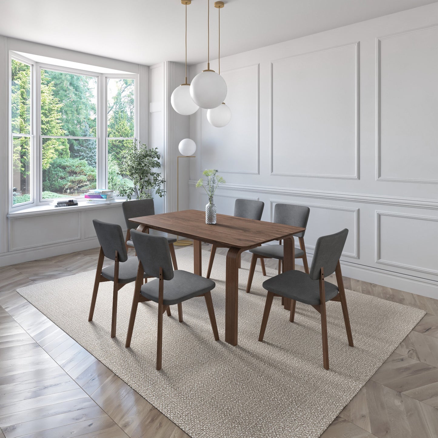 Juego de Comedor Oslo de Madera con 6 Sillas Tapizadas