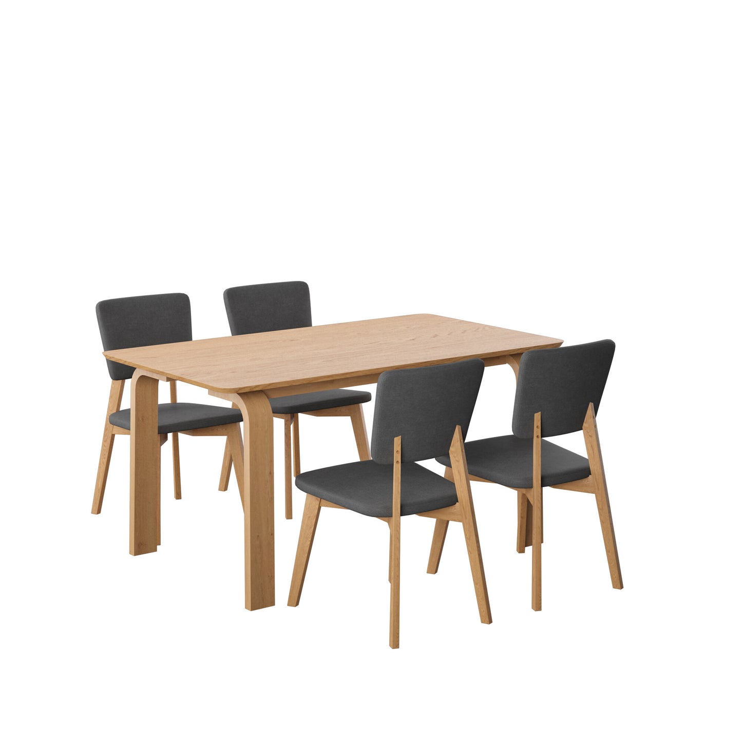 Juego de Comedor Oslo de Madera con 4 Sillas Tapizadas