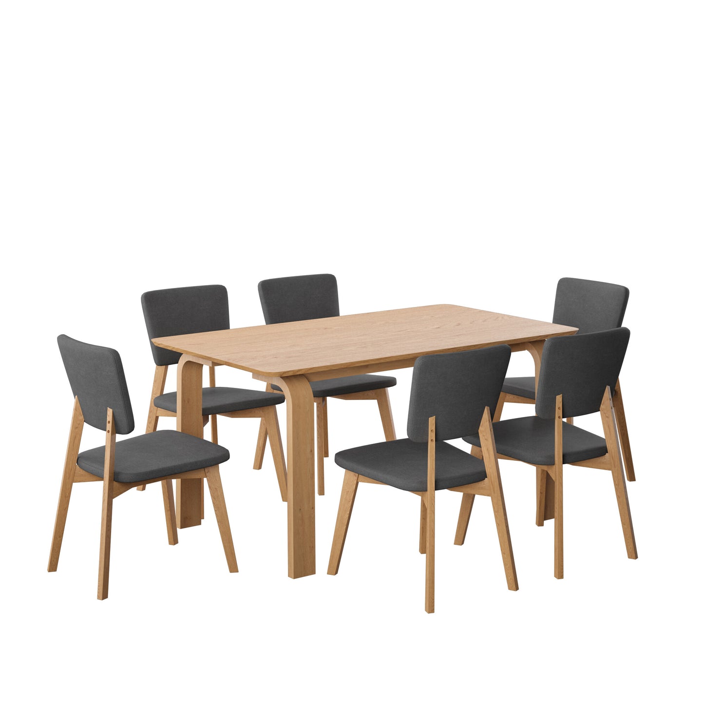 Juego de Comedor Oslo de Madera con 6 Sillas Tapizadas