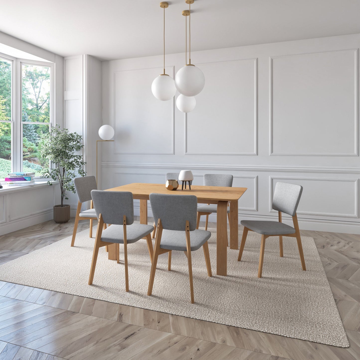 Juego de Comedor Oslo de Madera con 6 Sillas Tapizadas