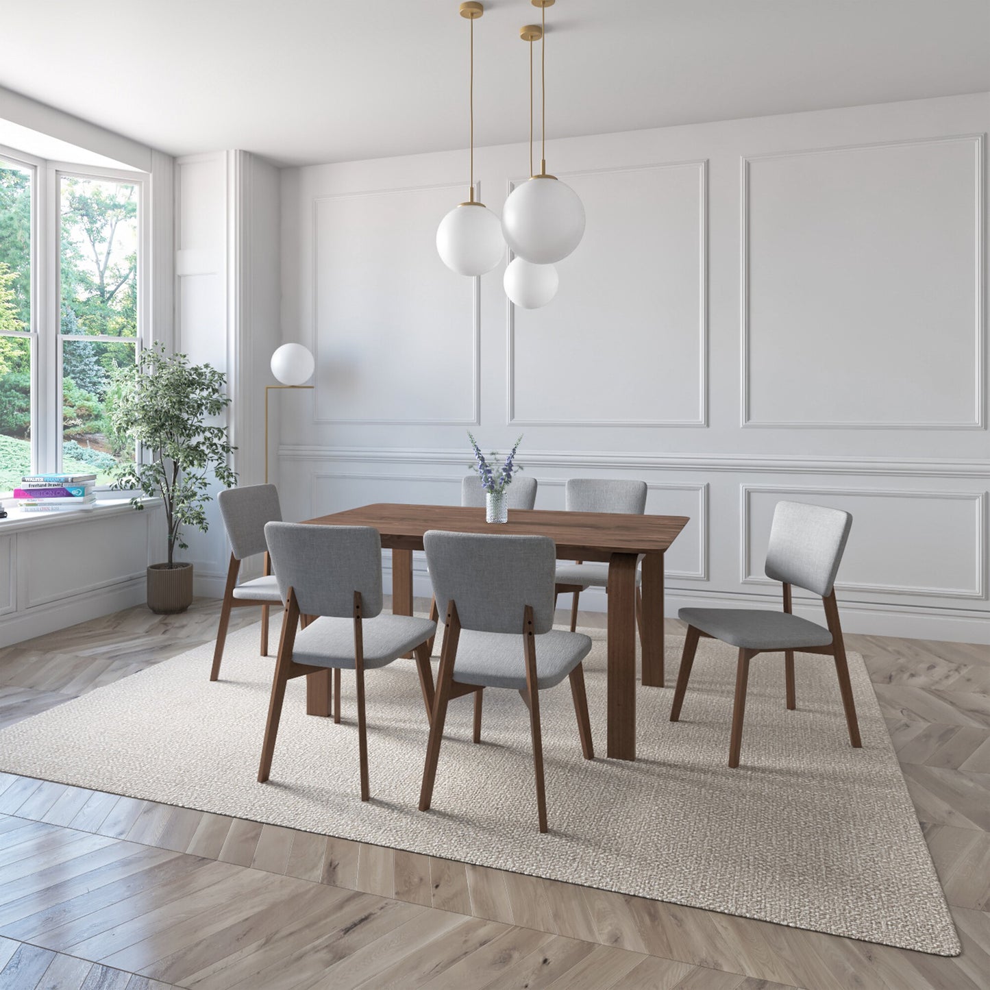 Juego de Comedor Oslo de Madera con 6 Sillas Tapizadas