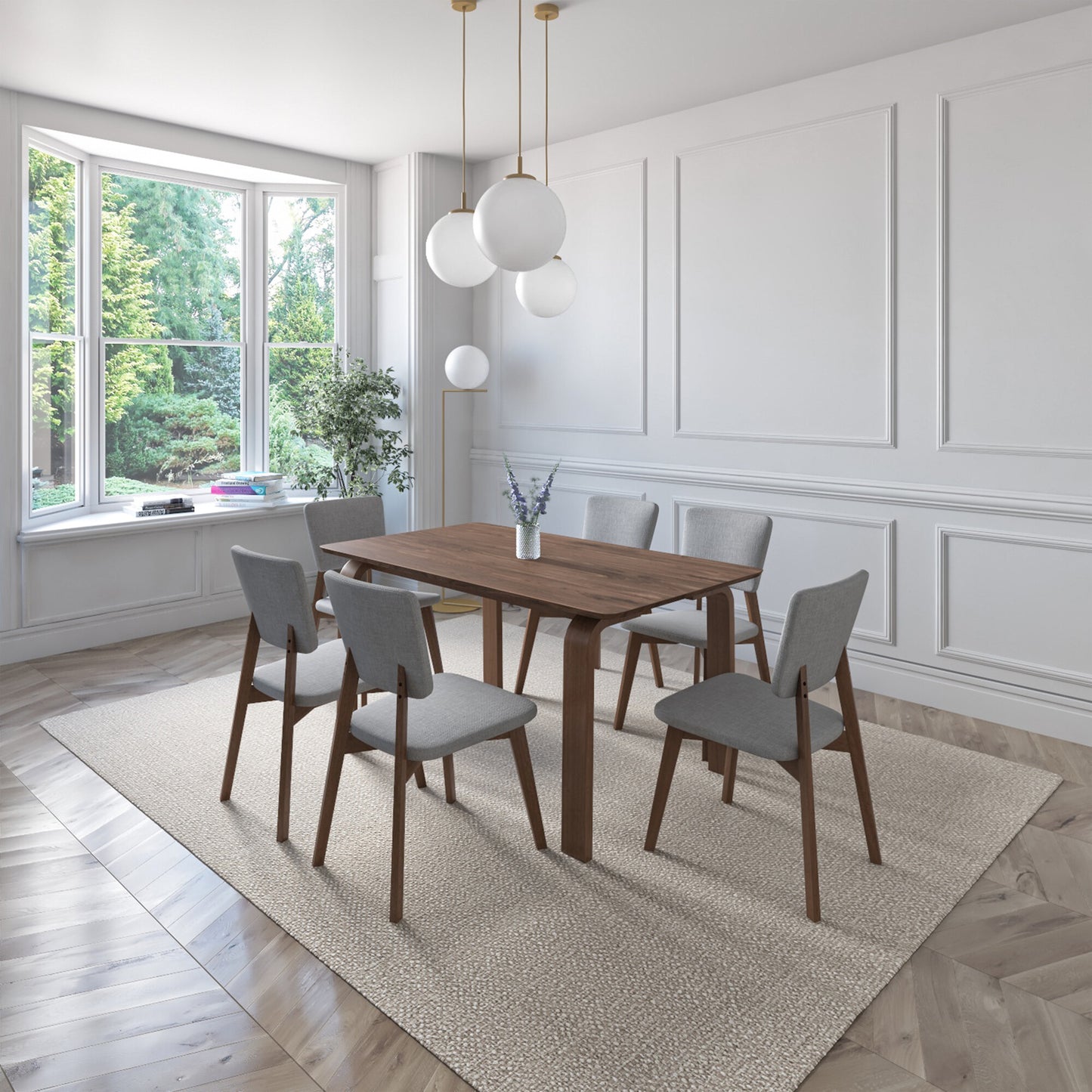 Juego de Comedor Oslo de Madera con 6 Sillas Tapizadas