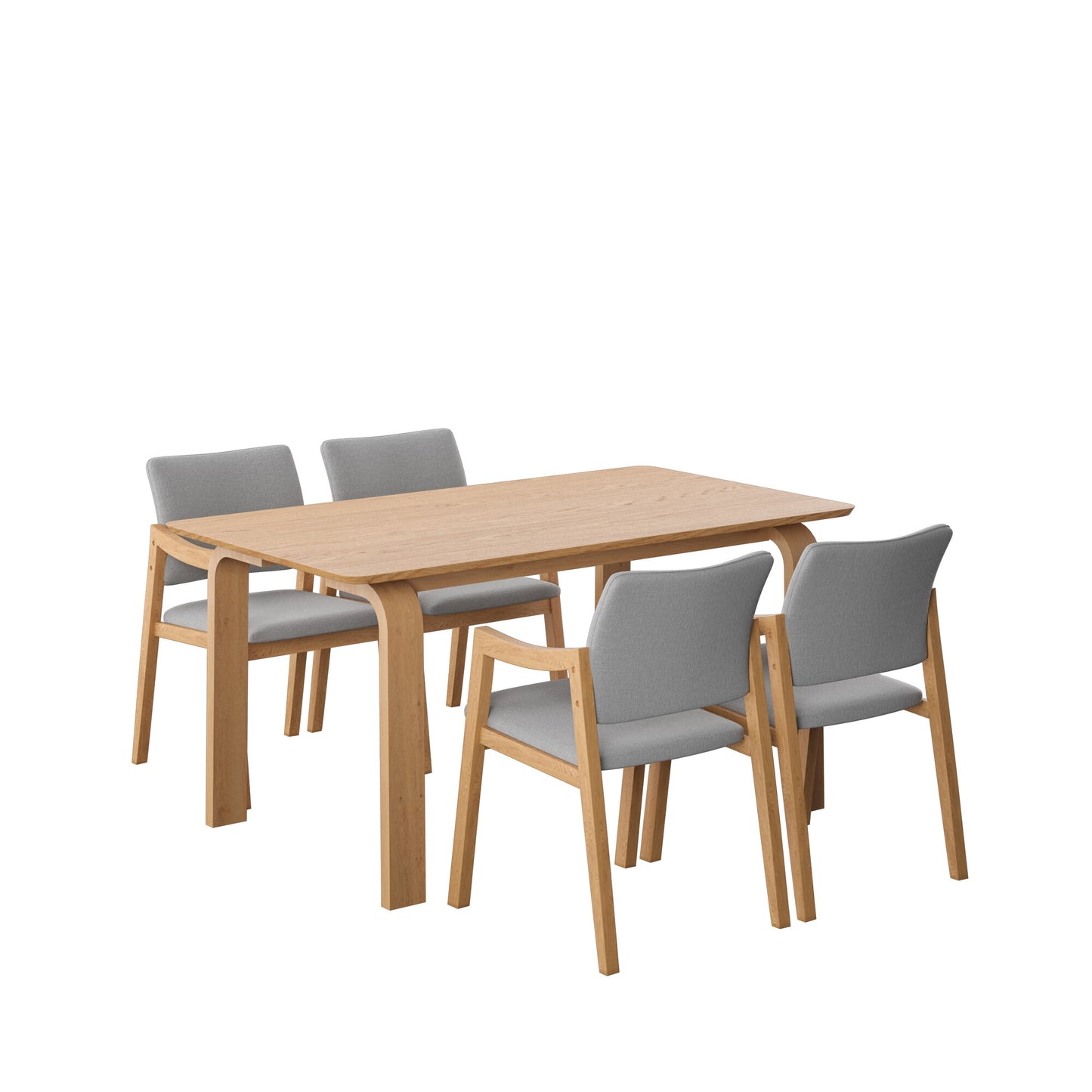 Juego de Comedor Bahia de Madera con 4 Sillas Tapizadas