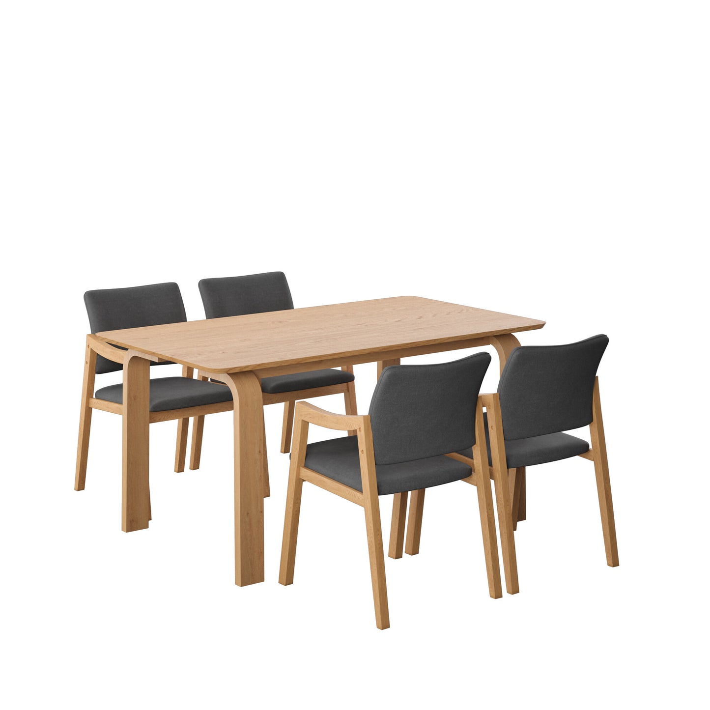 Juego de Comedor Bahia de Madera con 4 Sillas Tapizadas