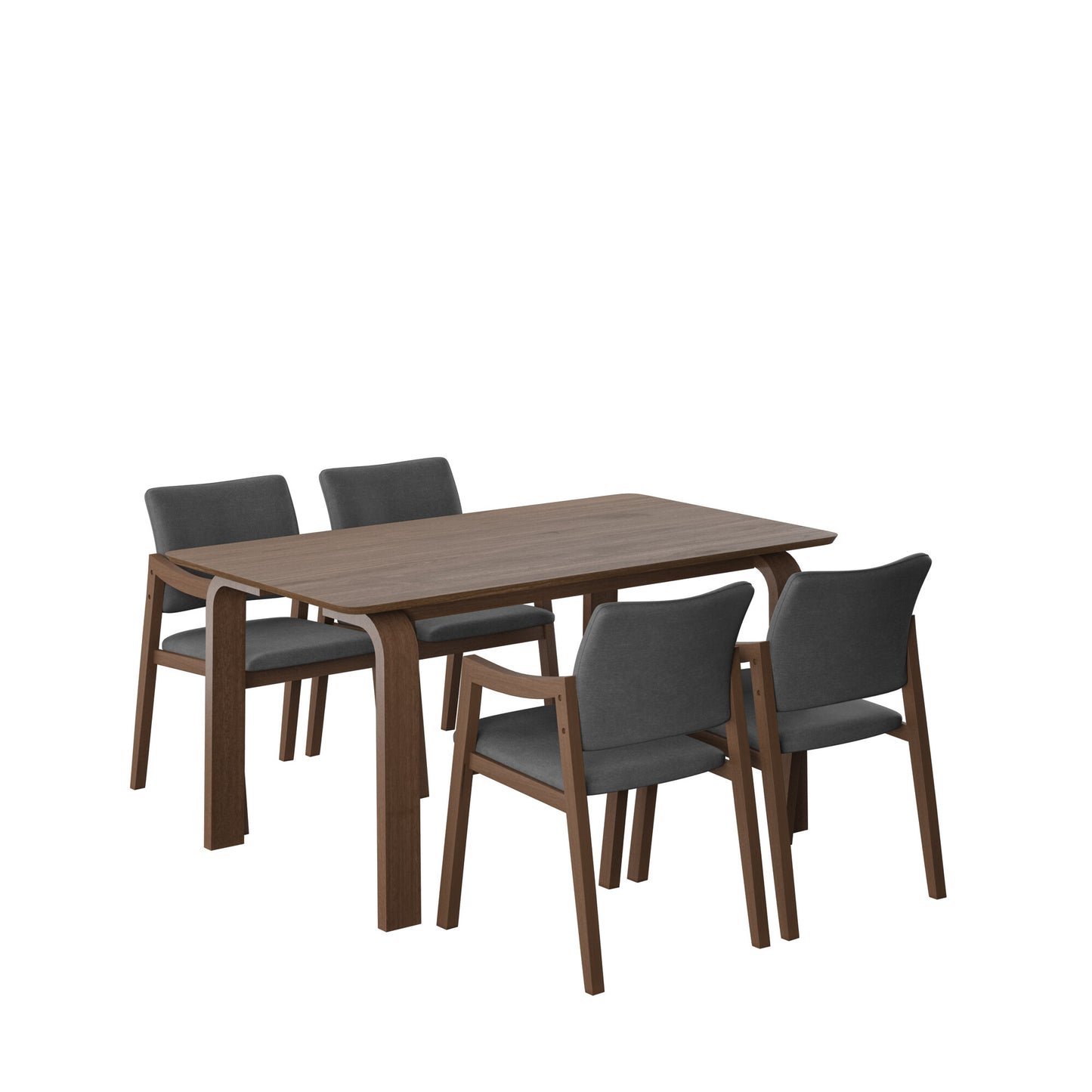 Juego de Comedor Bahia de Madera con 4 Sillas Tapizadas