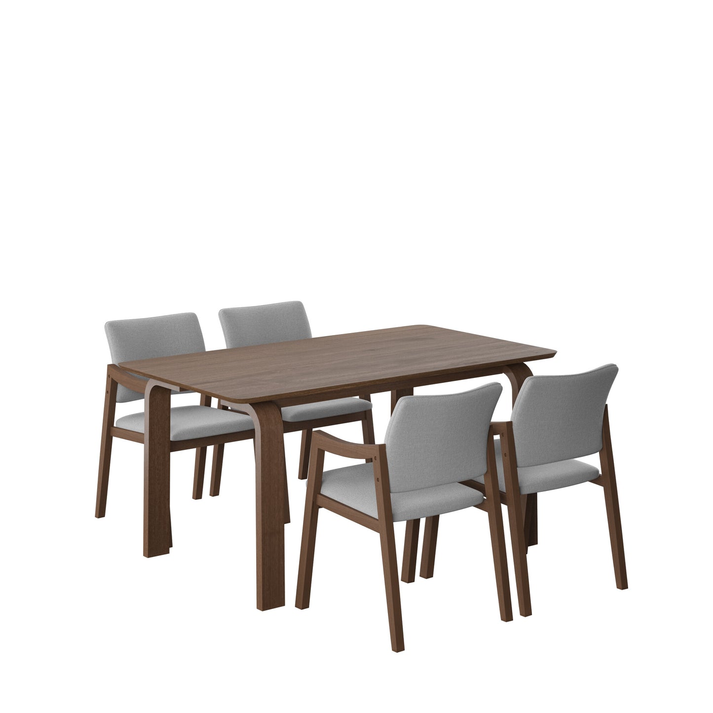 Juego de Comedor Bahia de Madera con 4 Sillas Tapizadas