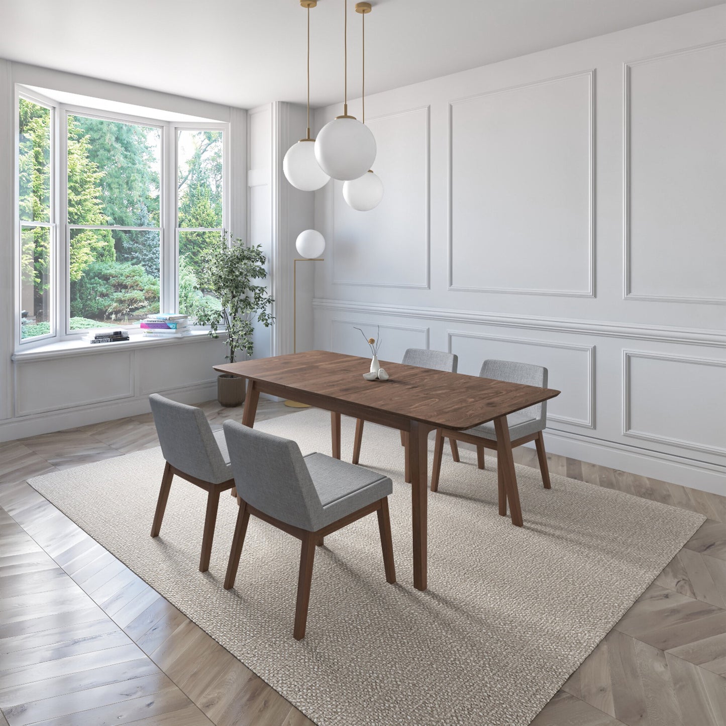 Juego de Comedor Extensible Milan de Madera con 4 Sillas