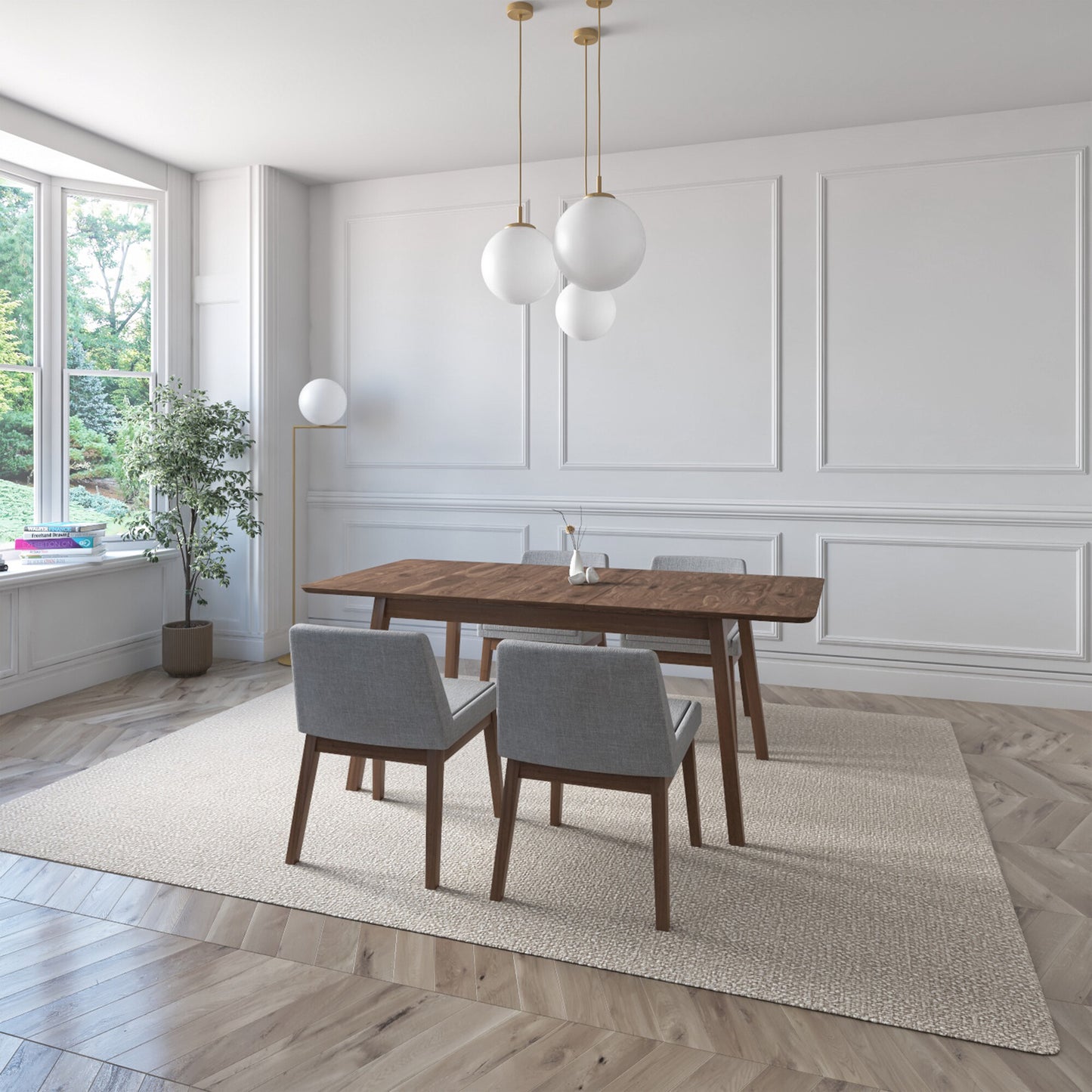 Juego de Comedor Extensible Milan de Madera con 4 Sillas