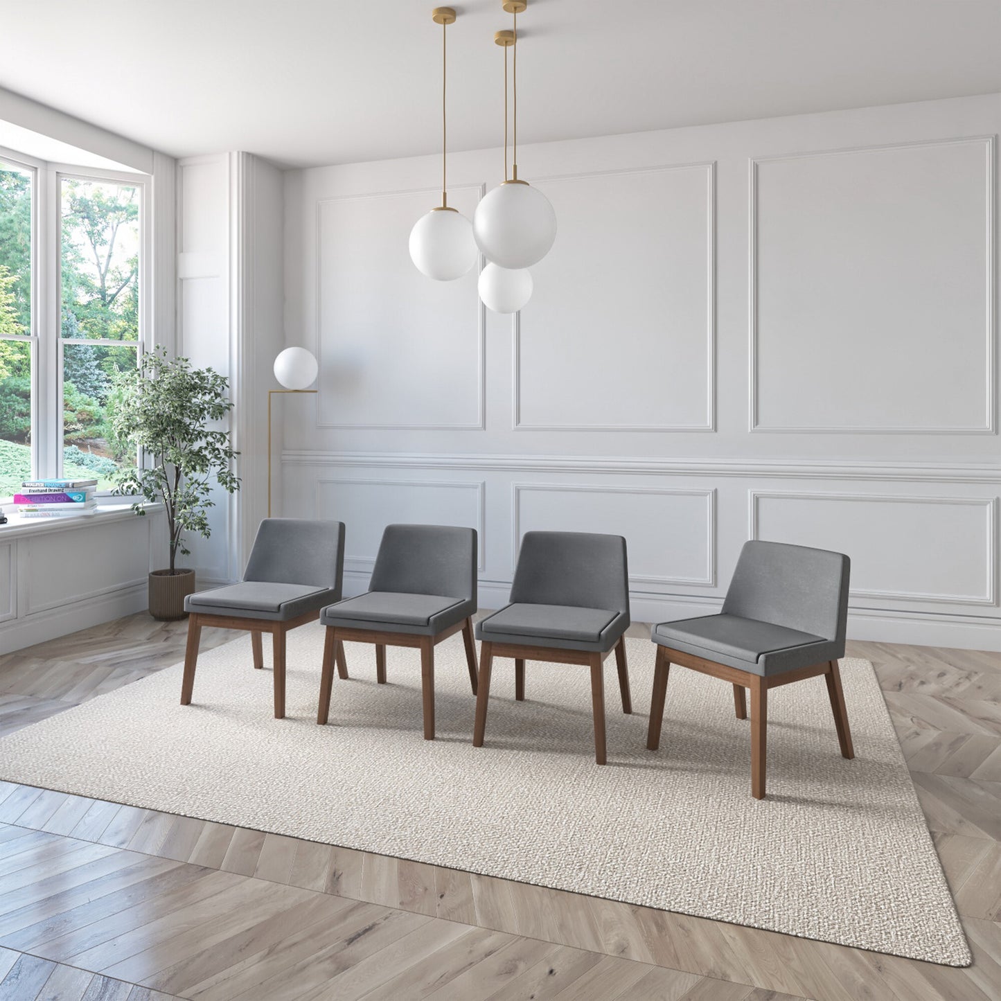 Juego de Comedor Lisboa de Madera con 6 Sillas Tapizadas