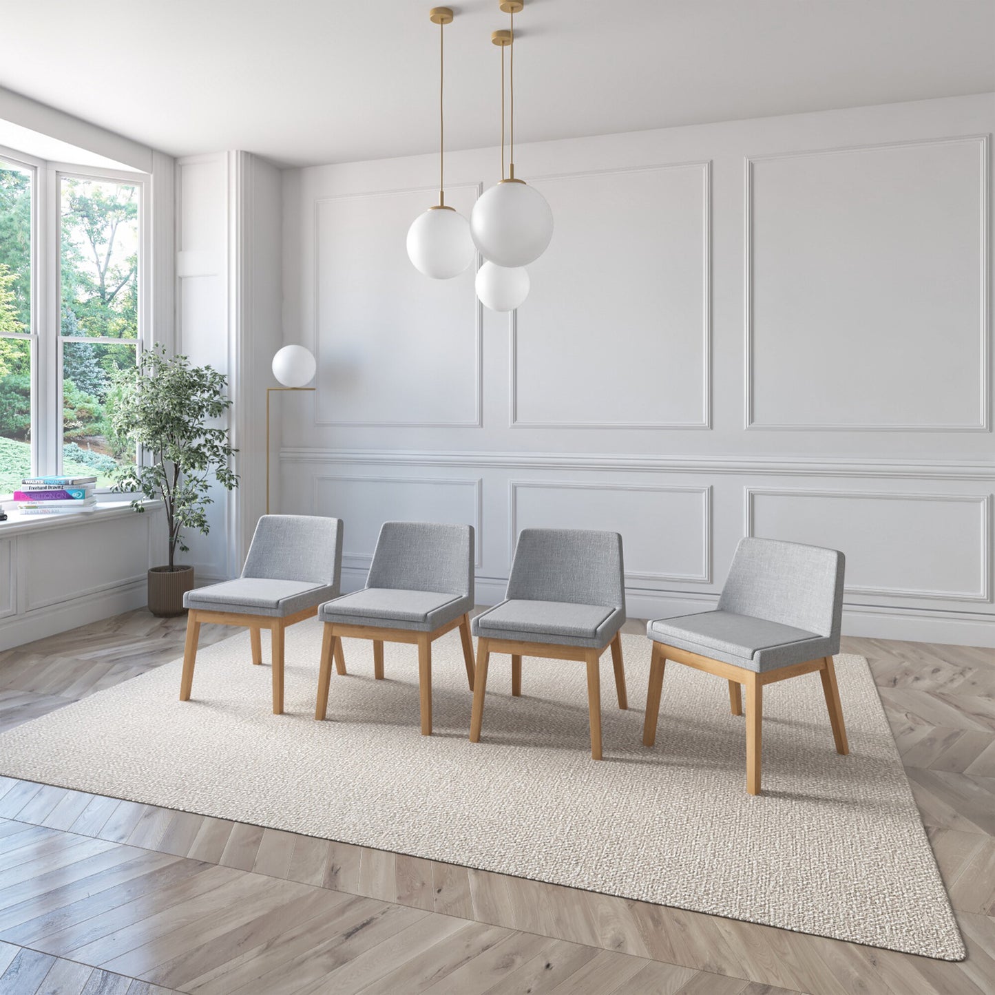 Juego de Comedor Lisboa de Madera con 6 Sillas Tapizadas