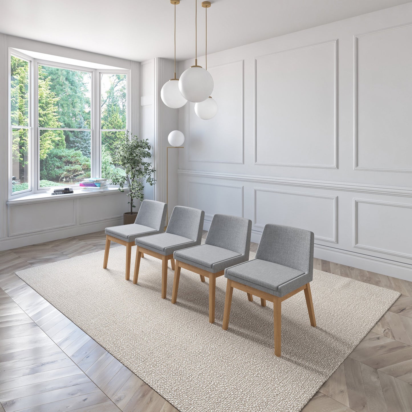 Juego de Comedor Lisboa de Madera con 6 Sillas Tapizadas