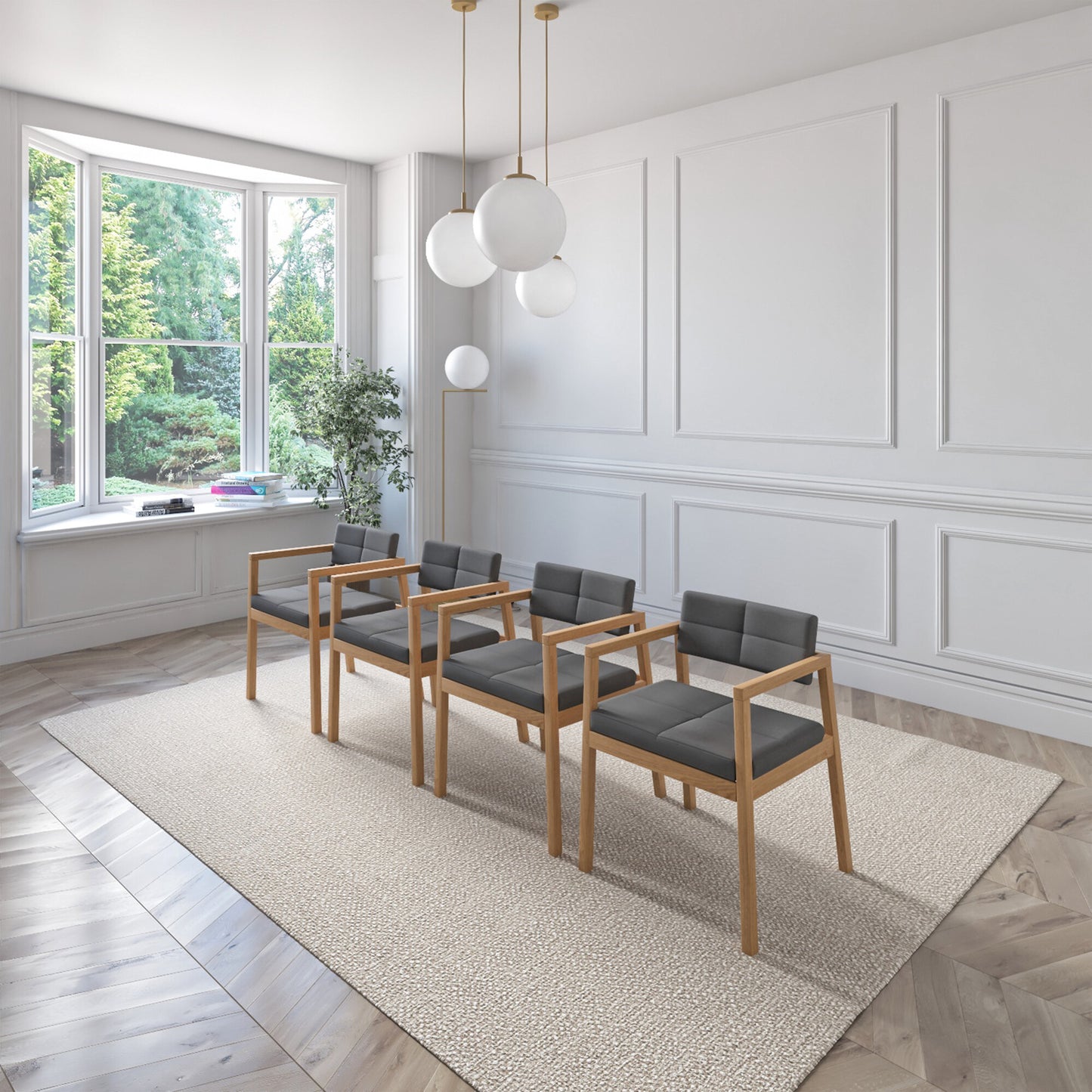 Juego de Comedor Capri de Madera con 6 Sillas Tapizadas