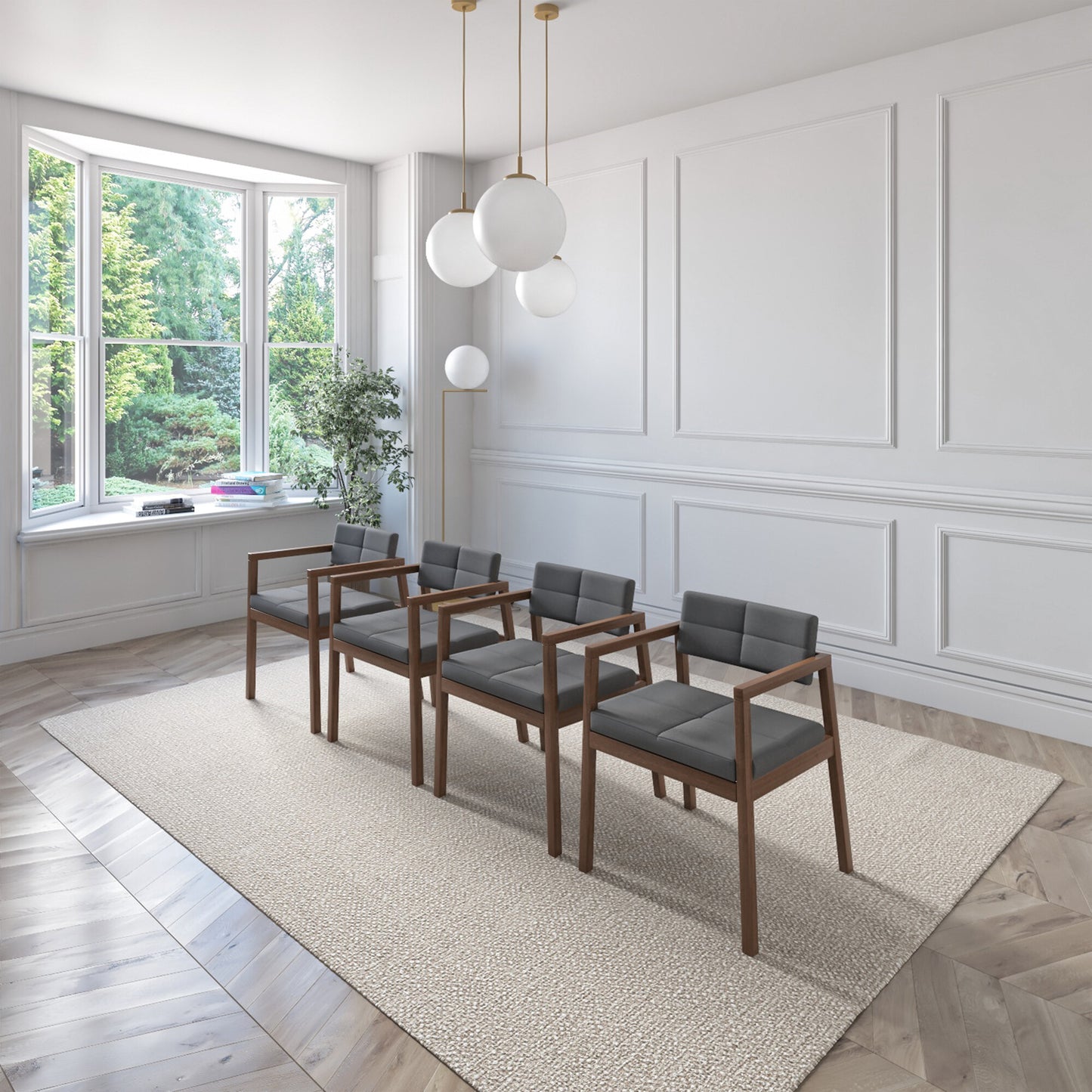 Juego de Comedor Capri de Madera con 6 Sillas Tapizadas