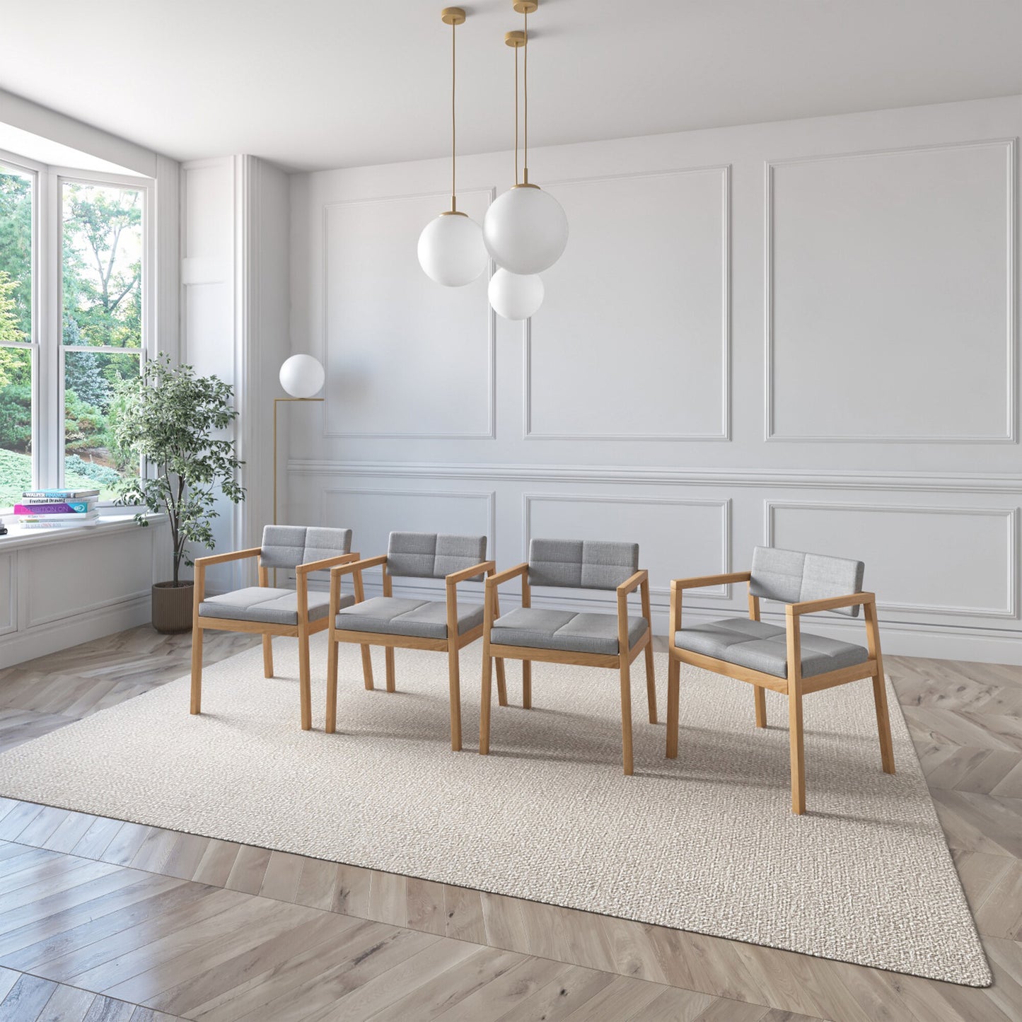 Juego de Comedor Extensible Praga de Madera con 4 Sillas