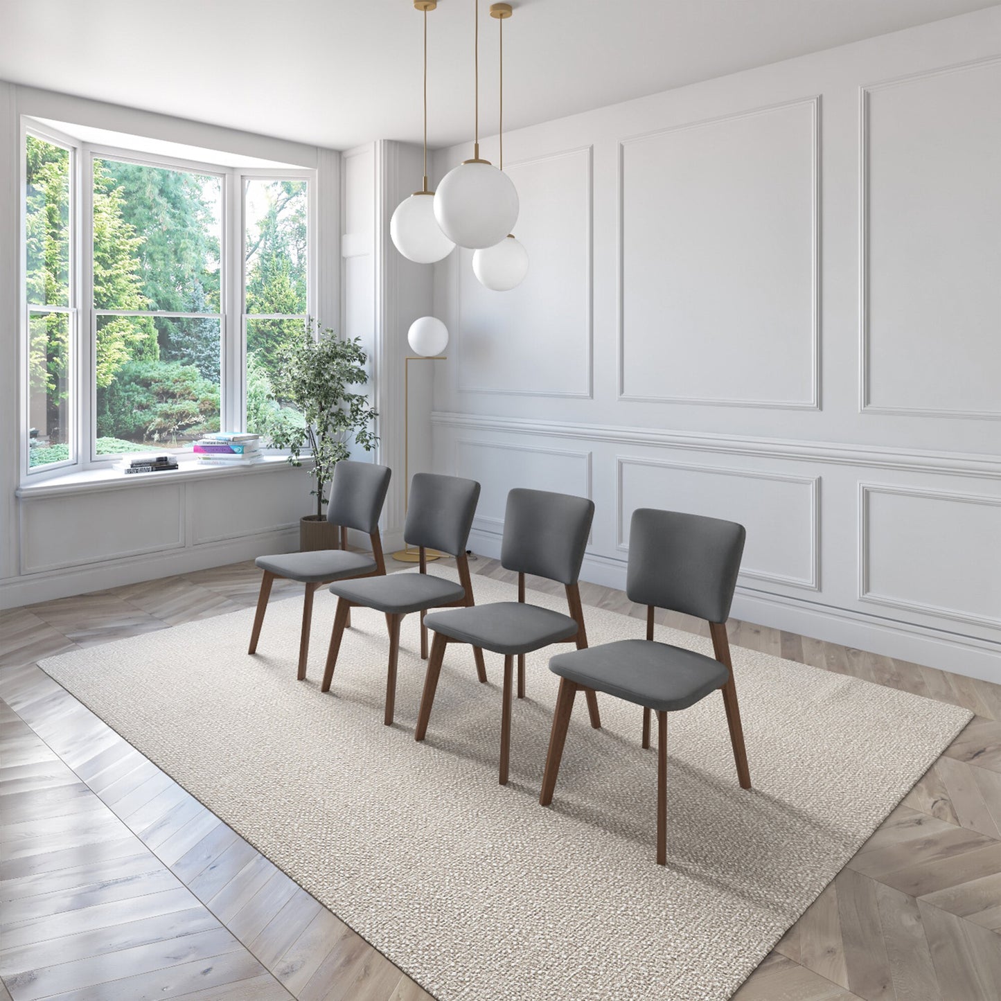 Juego de Comedor Aspen de Madera con 4 Sillas Tapizadas