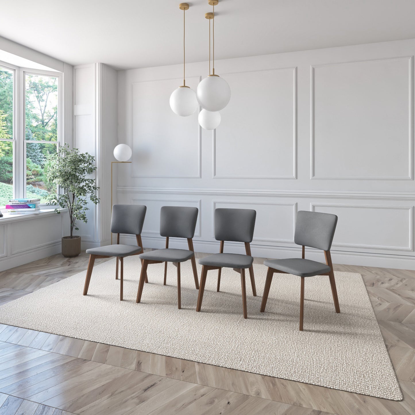 Juego de Comedor Aspen de Madera con 6 Sillas Tapizadas