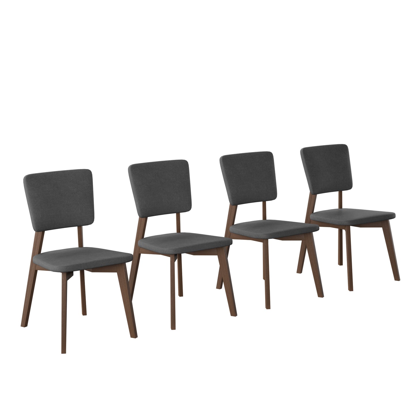 Set de 4 Sillas de Comedor Lago de Madera con Tapizado Gris