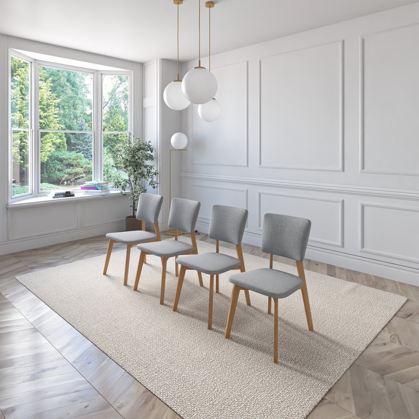 Juego de Comedor Aspen de Madera con 6 Sillas Tapizadas