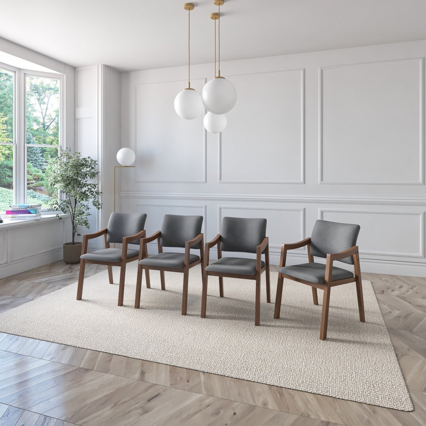 Juego de Comedor Ibiza de Madera con 4 Sillas Tapizadas