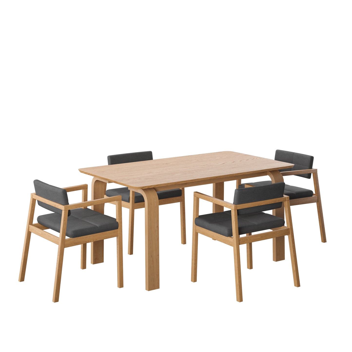 Juego de Comedor Viena de Madera con 4 Sillas Tapizadas