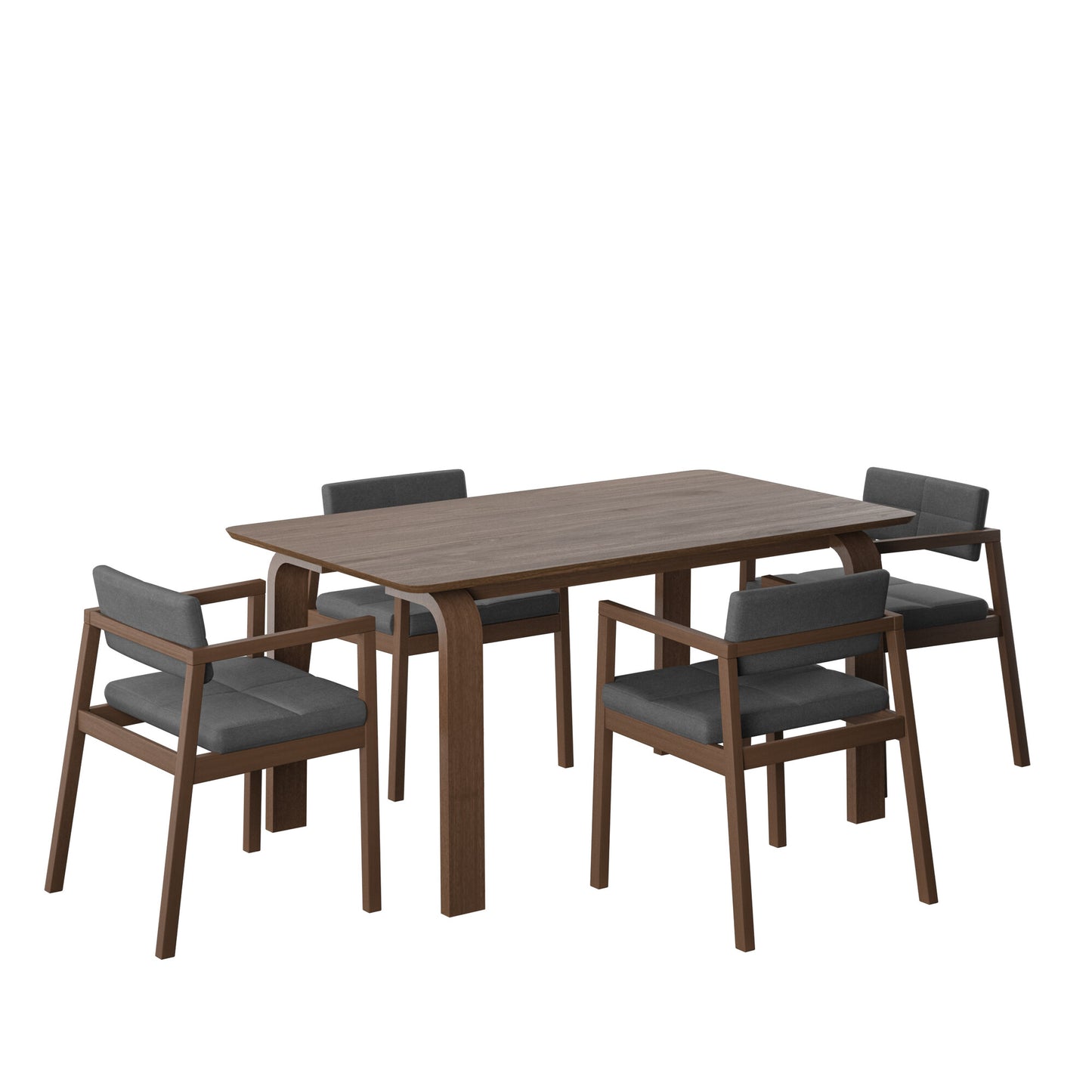 Juego de Comedor Viena de Madera con 4 Sillas Tapizadas