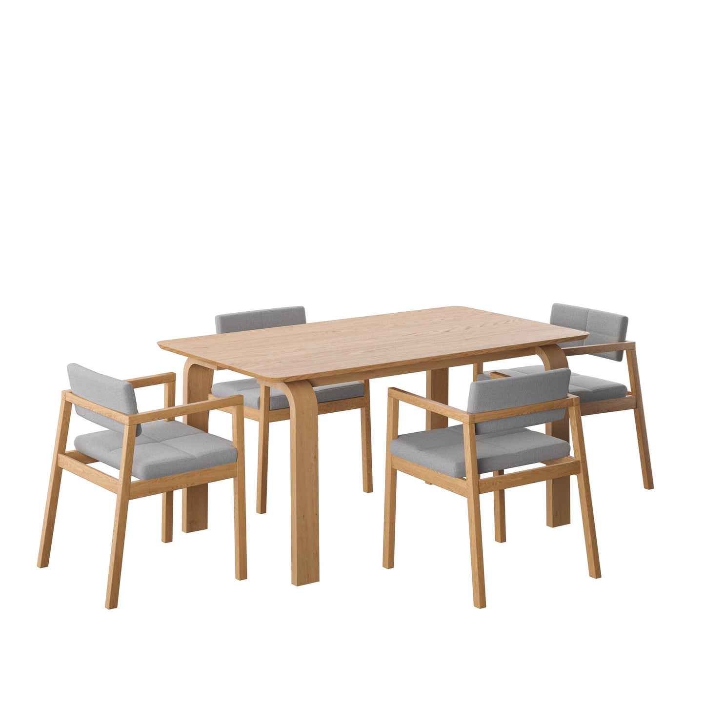 Juego de Comedor Viena de Madera con 4 Sillas Tapizadas