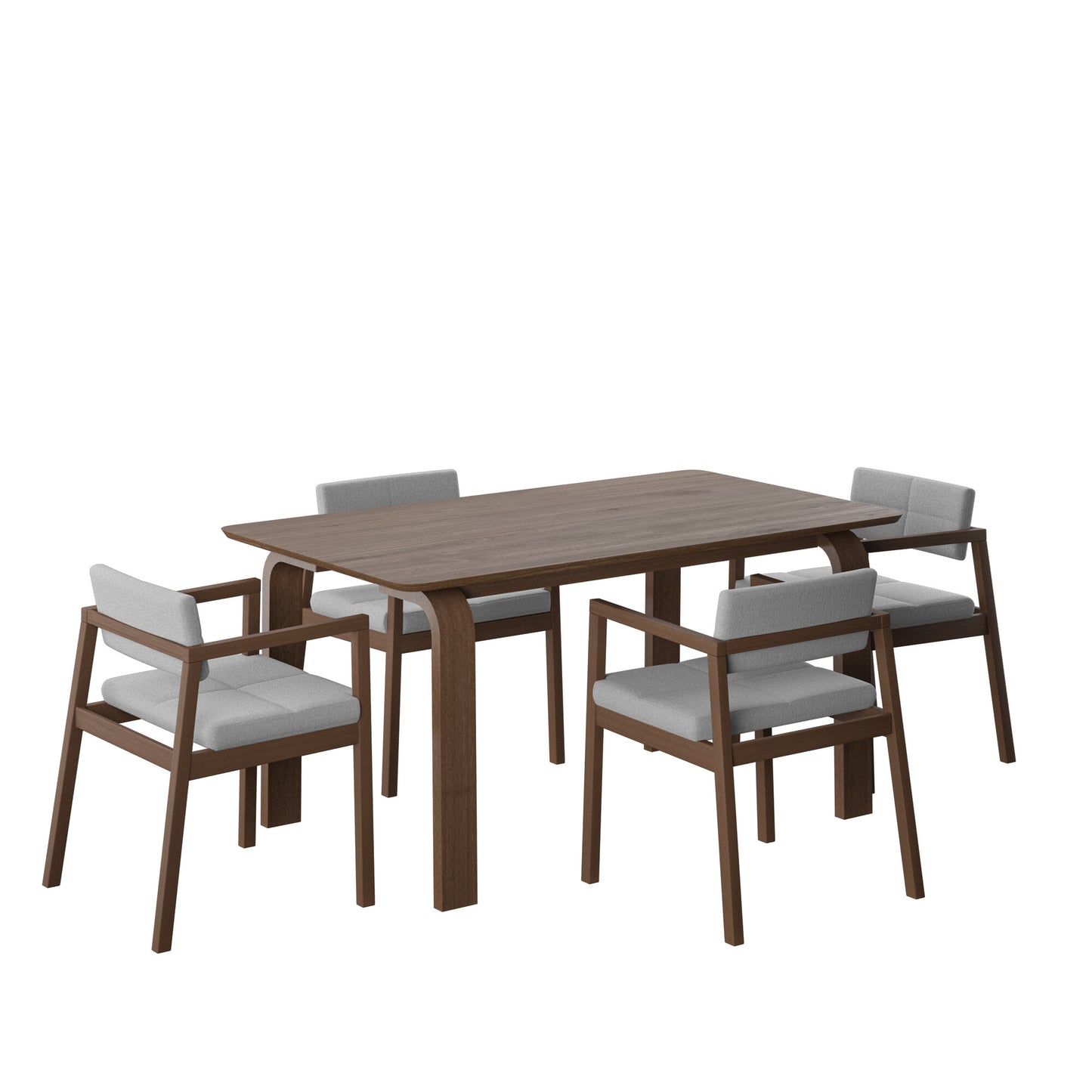 Juego de Comedor Viena de Madera con 4 Sillas Tapizadas