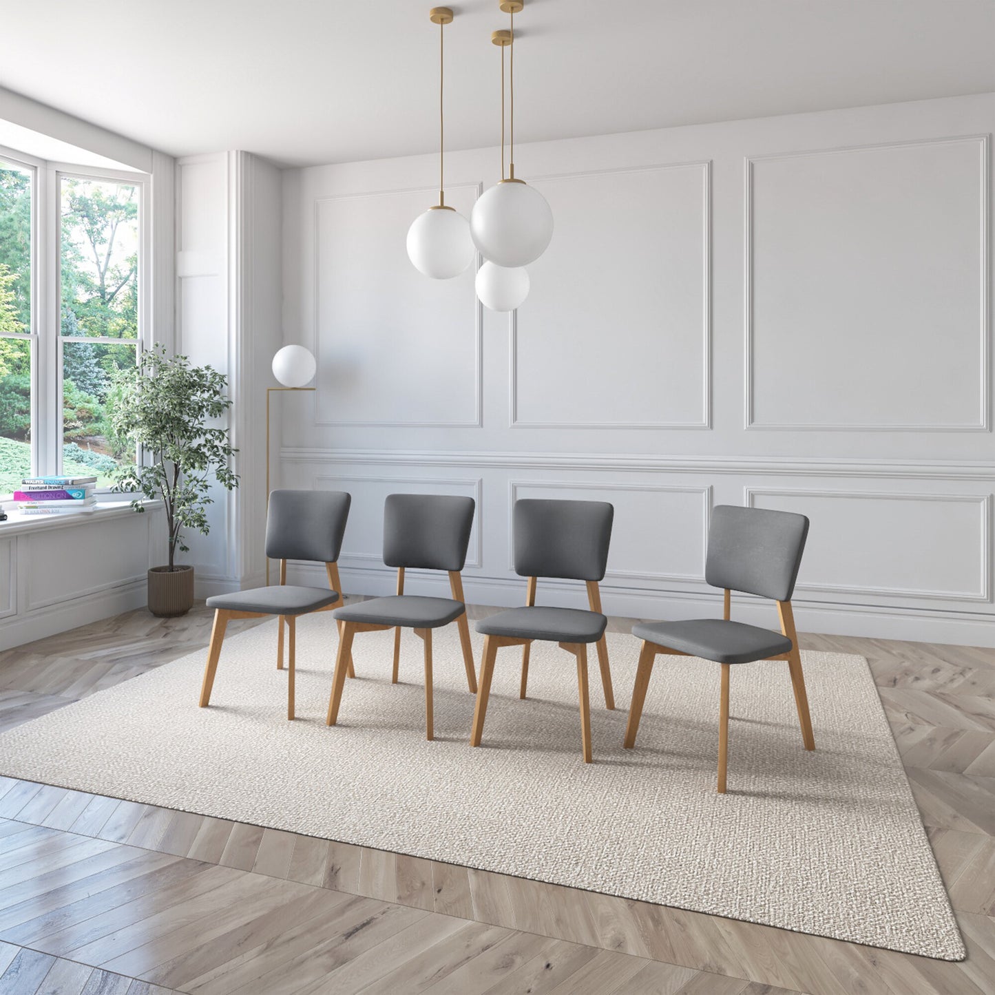 Juego de Comedor Aspen de Madera con 4 Sillas Tapizadas