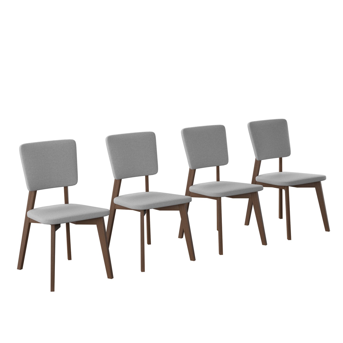 Set de 4 Sillas de Comedor Lago de Madera con Tapizado Gris
