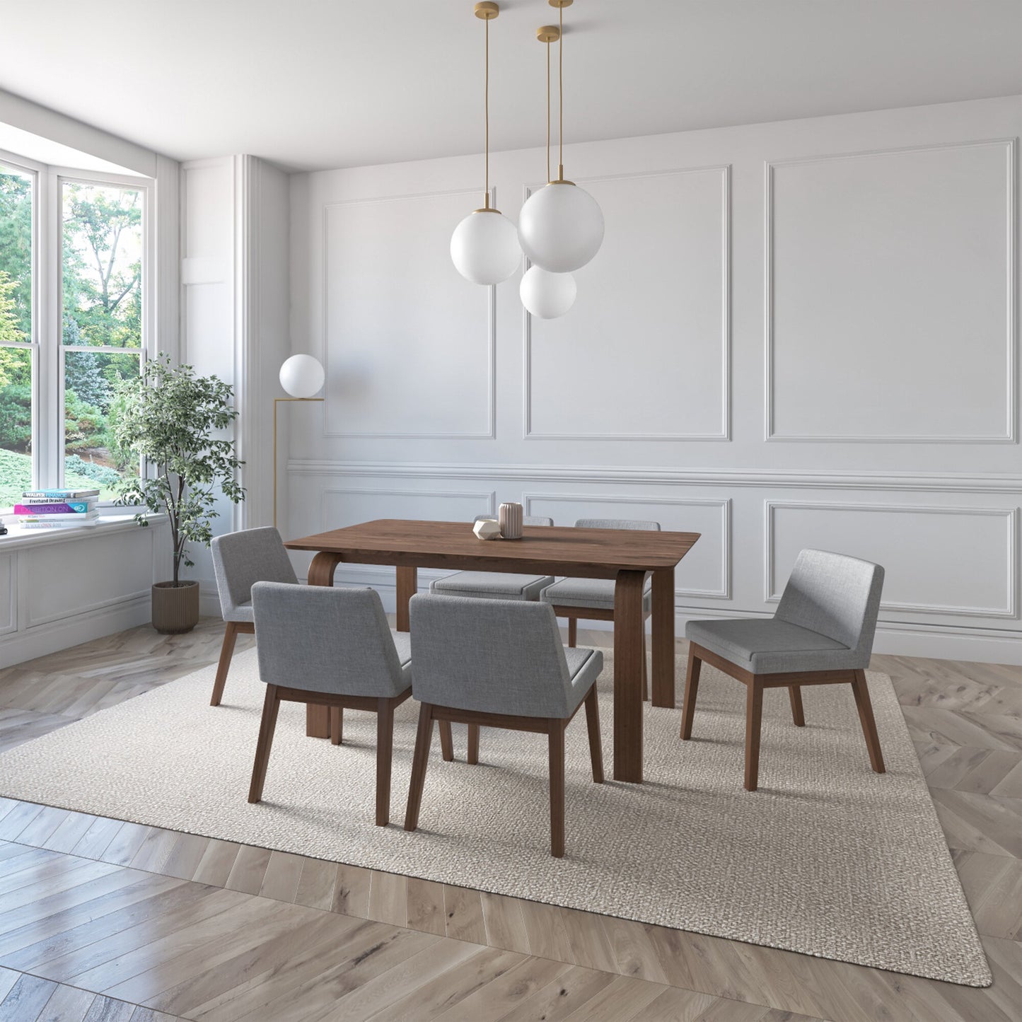 Juego de Comedor Amalfi de Madera con 6 Sillas Tapizadas