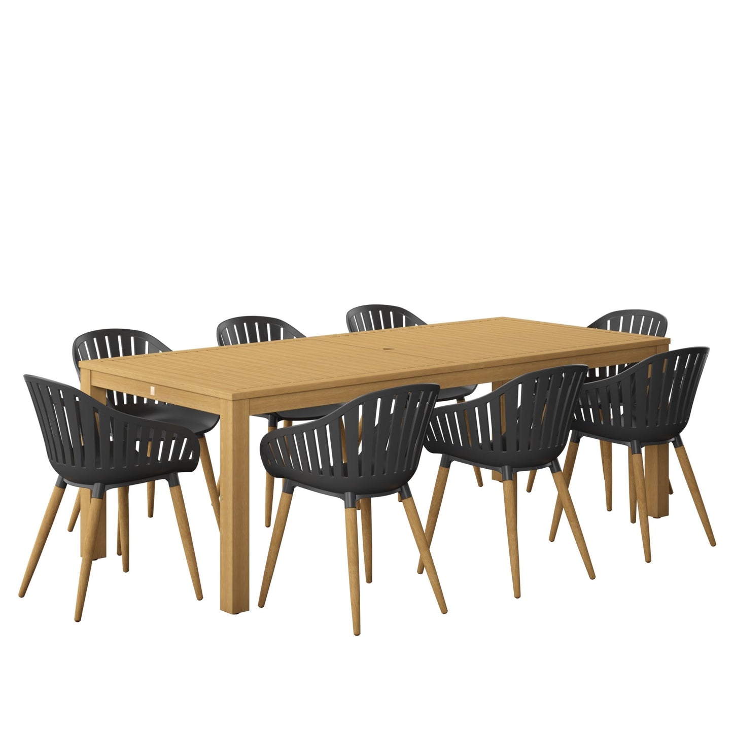 Comedor de Exterior Mykonos con 8 Sillas de Madera con Acabado de Teca