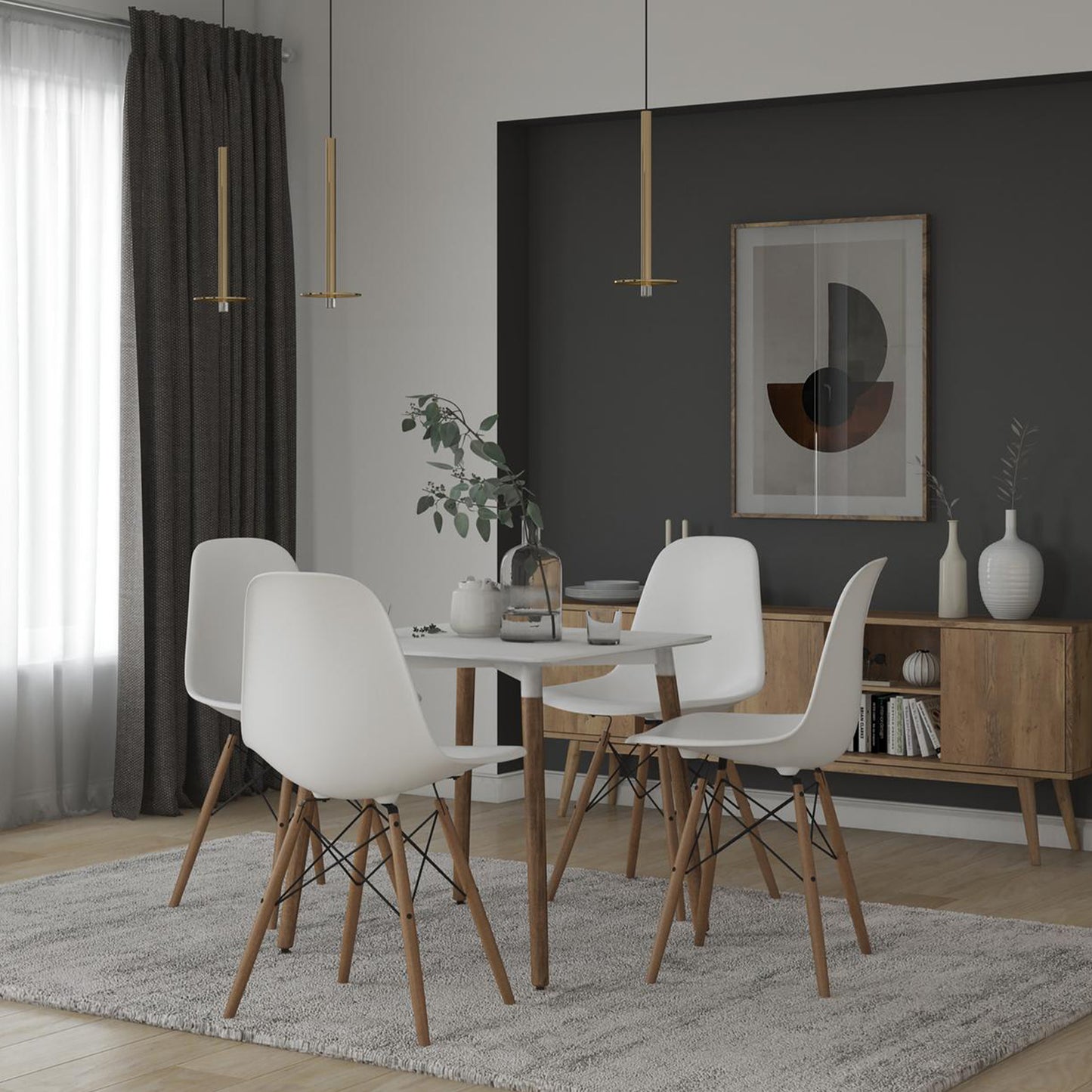 Comedor cuadrado para 4 personas Eames