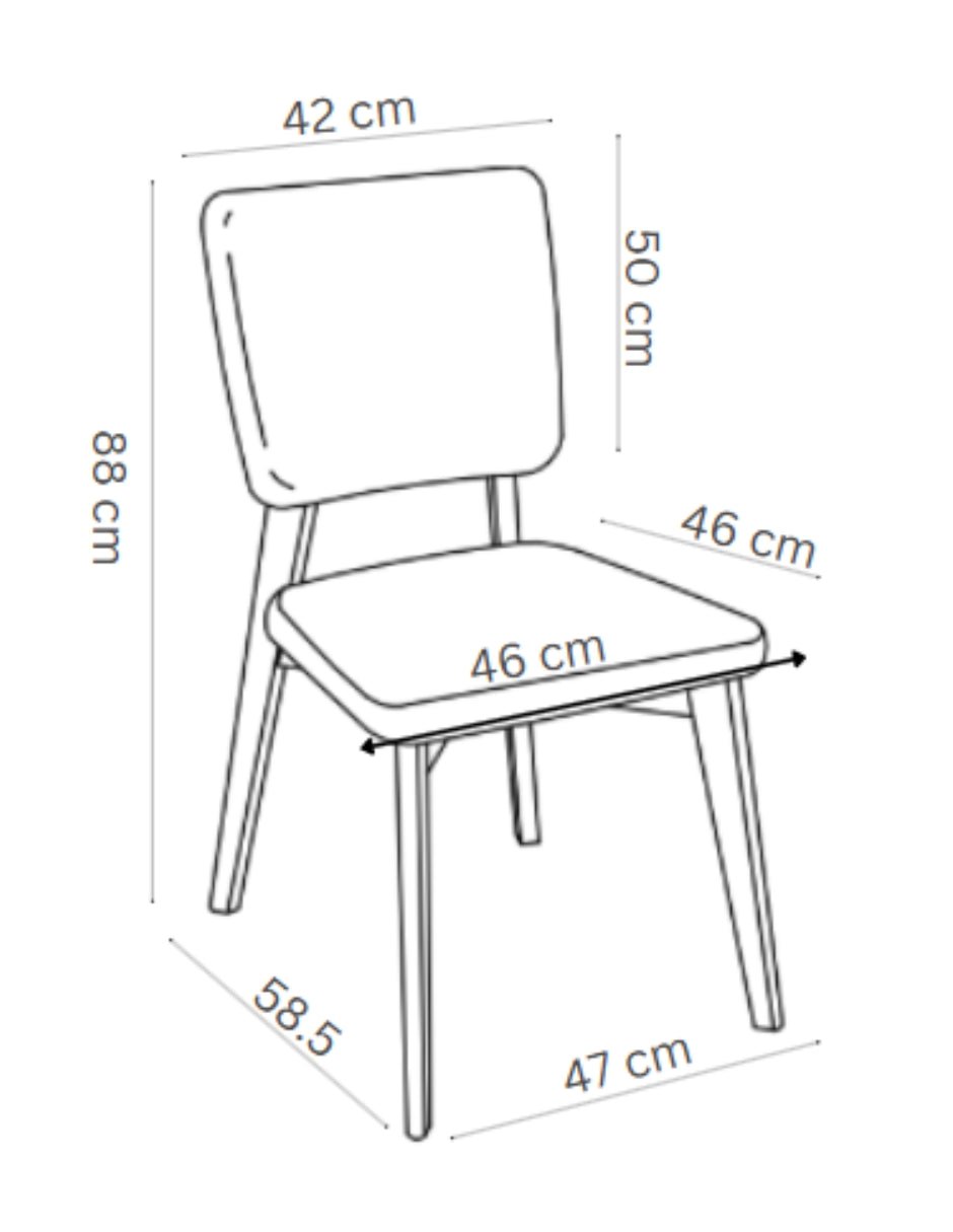 Set de 4 Sillas de Comedor Lago de Madera con Tapizado Gris