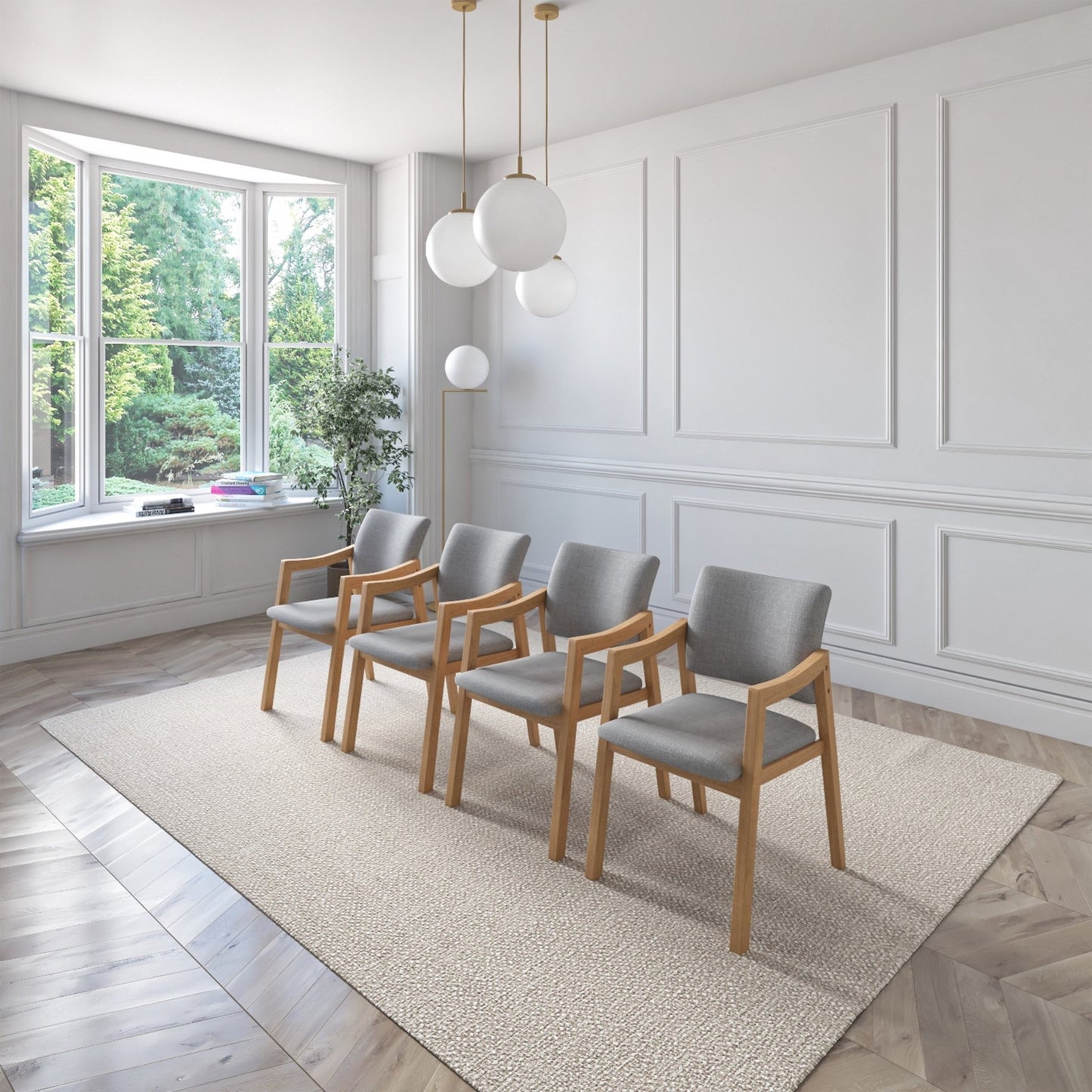 Juego de Comedor Ibiza de Madera con 6 Sillas Tapizadas