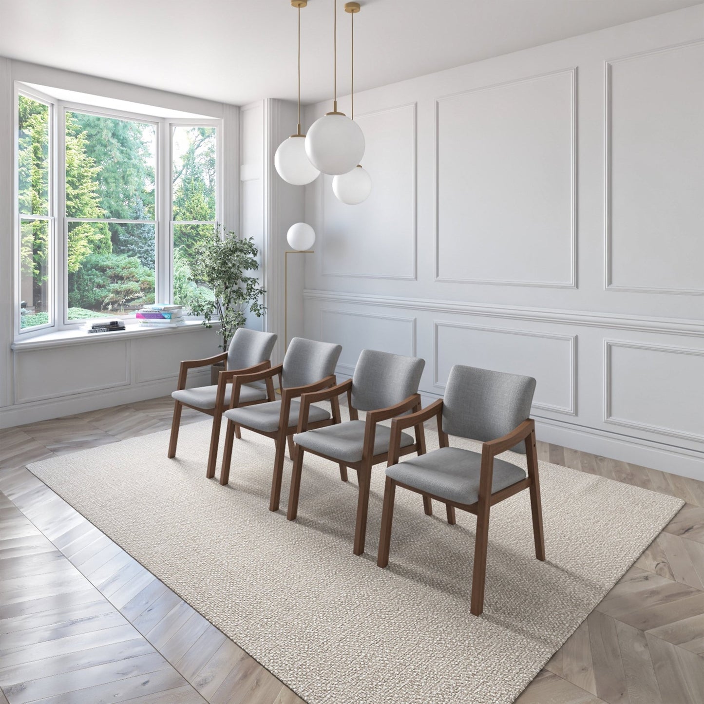 Juego de Comedor Ibiza de Madera con 6 Sillas Tapizadas