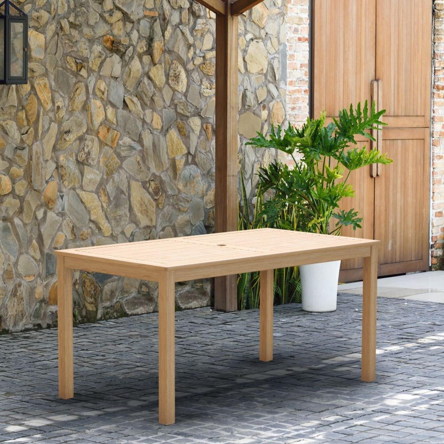 Mesa Orlando para Exterior de Madera con Acabado de Teca