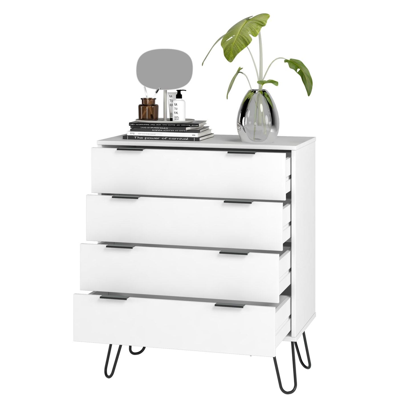 Comoda Cajonera Moderna de Madera, Estilo Nordico, 4 Cajones