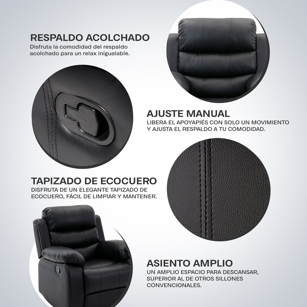 
                      
                        Sillon Reposet Reclinable Individual Tapizado en Simil Cuero
                      
                    