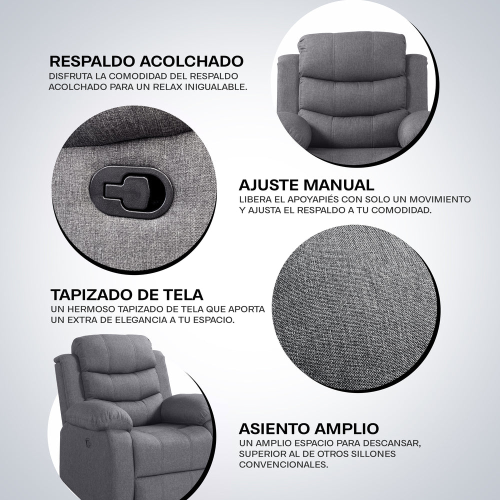 
                      
                        Sillon Reposet Reclinable Individual Tapizado en Simil Cuero
                      
                    