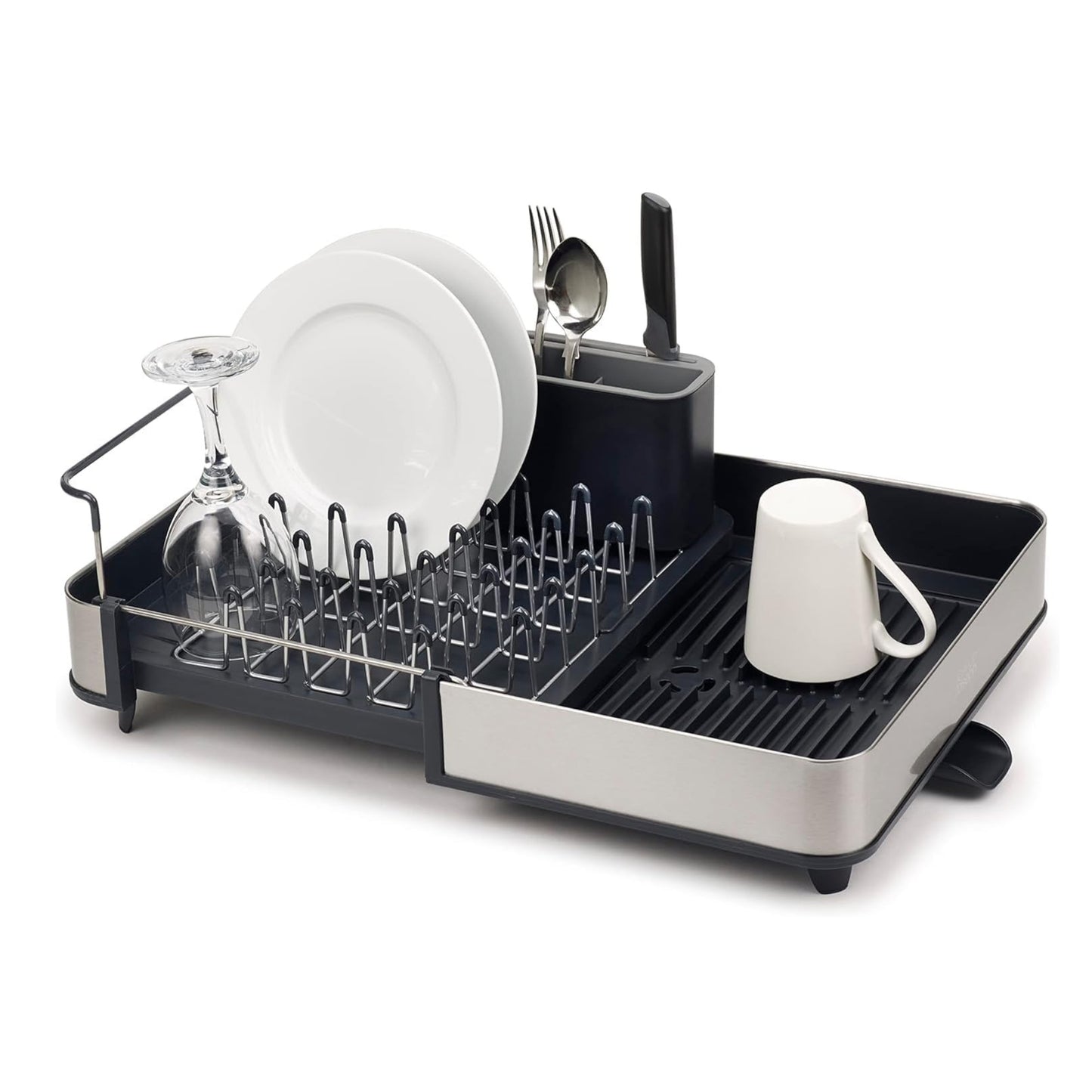 Escurridor De Platos Y Trastes Expandible con Drenaje Negro