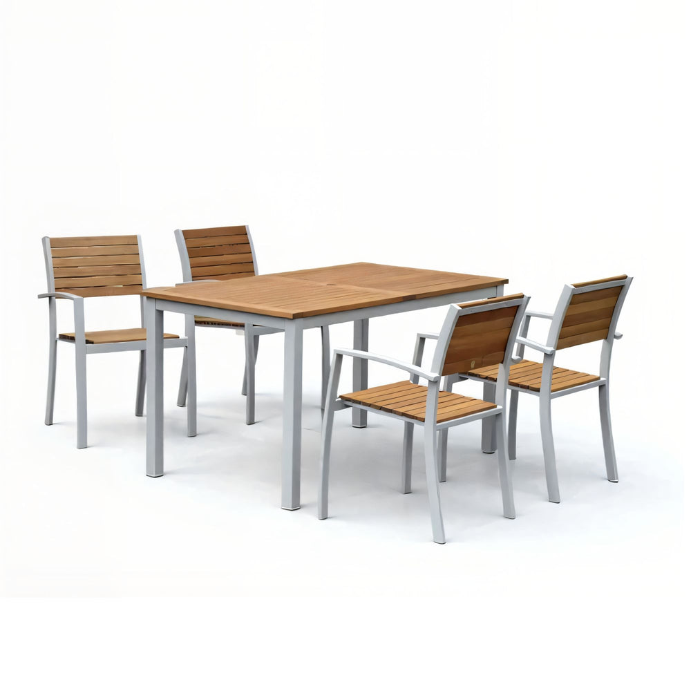 Comedor Exterior Bahamas con 4 Sillas de Madera y Aluminio