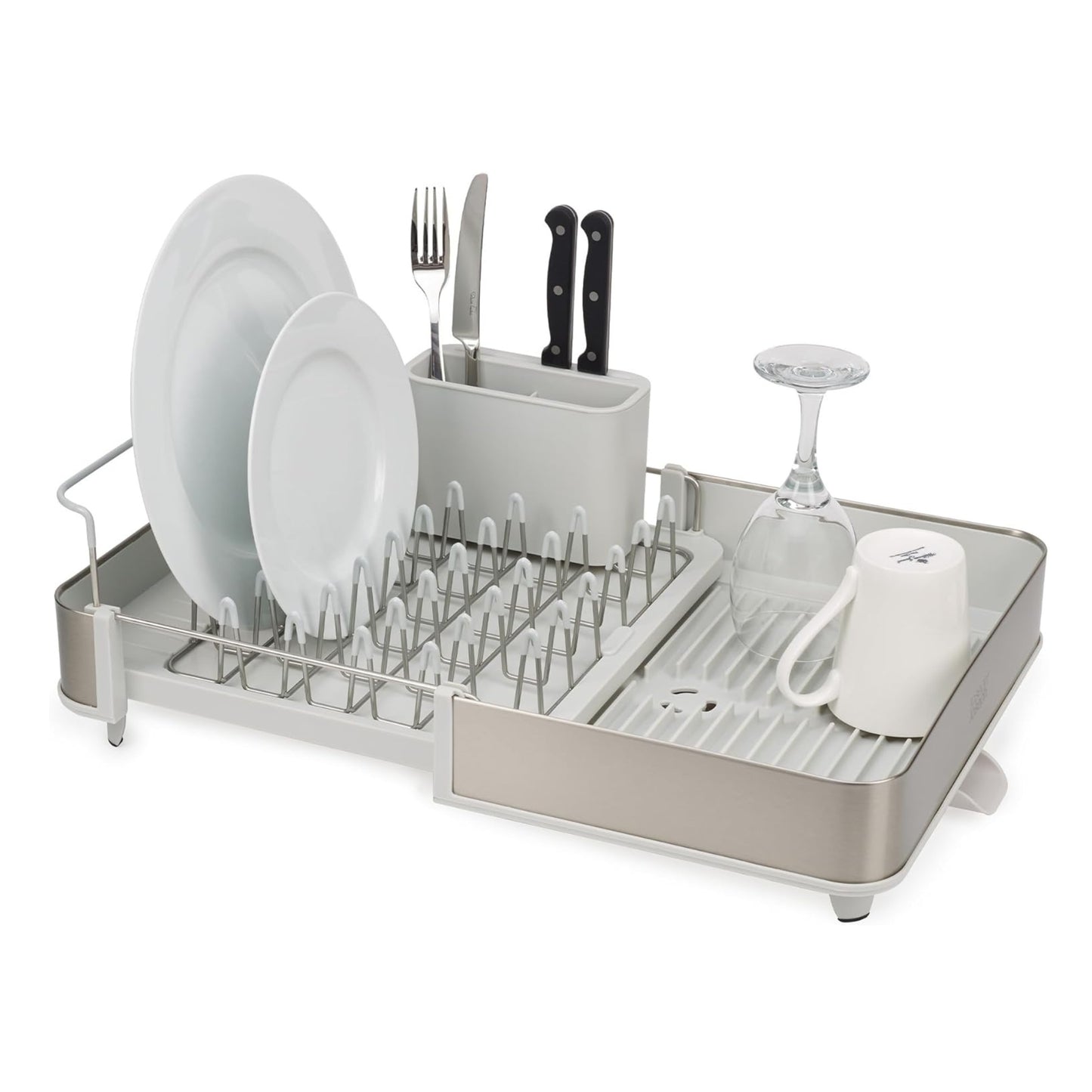 Escurridor De Platos Y Trastes Expandible Con Drenaje Blanco