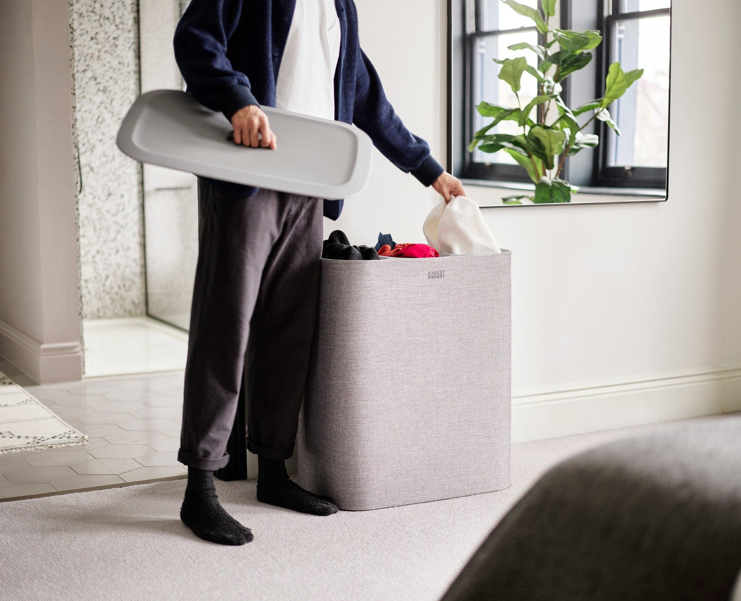 Joseph Joseph - Cesto Separador de Ropa Sucia con Bolsa Extraible Trio 90L