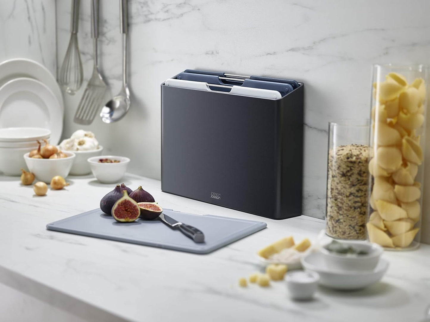 Set 4 Tablas de Cortar Folio para Cocina Con Soporte Gris Oscuro