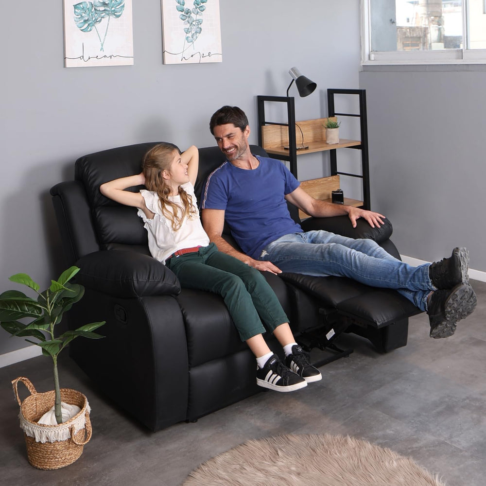 Sillon Reposet Reclinable 2 Cuerpos Tapizado en Simil Cuero
