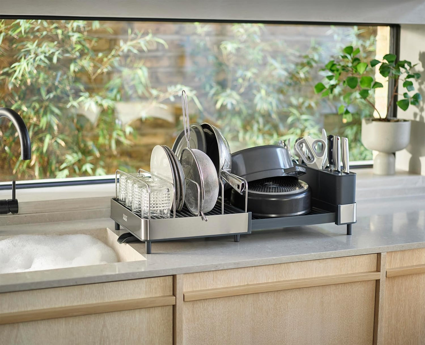 Escurridor De Platos Y Trastes Expandible De Acero Negro