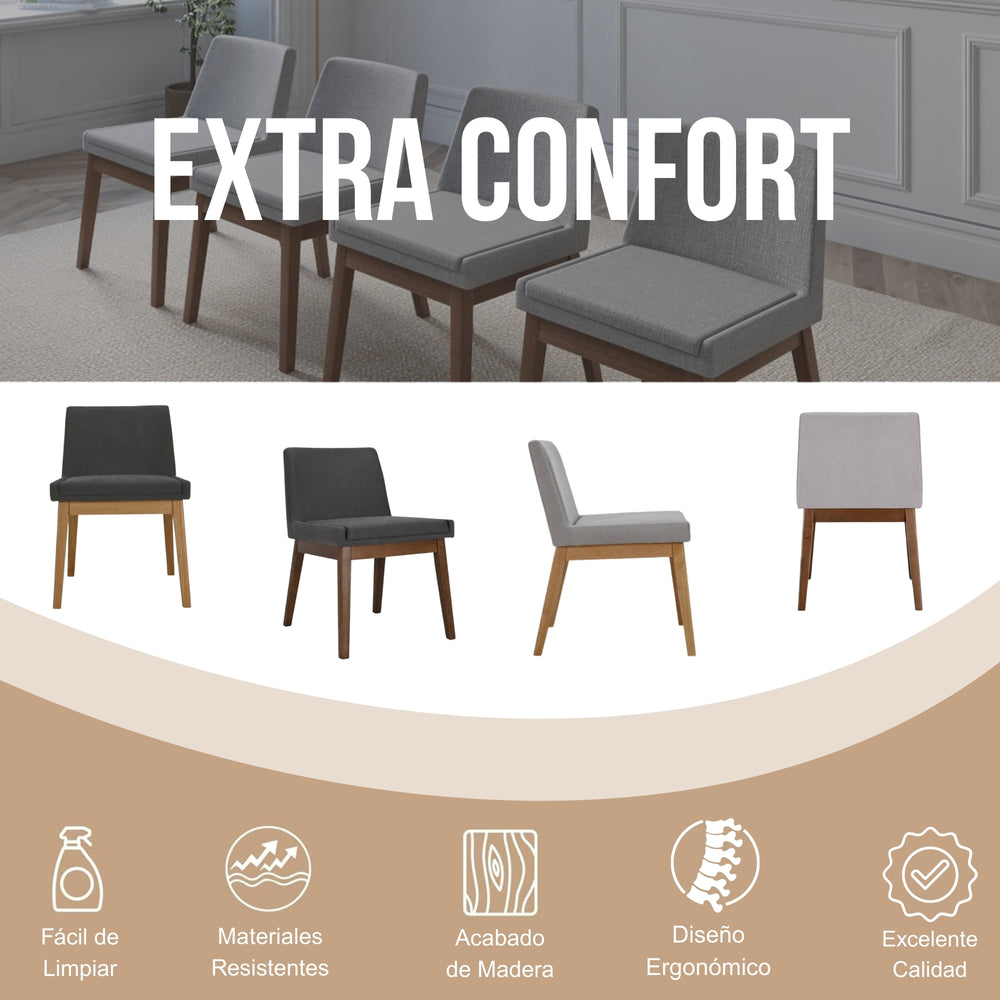 
                      
                        Set de 4 Sillas de Comedor Adel de Madera con Tapizado Gris
                      
                    