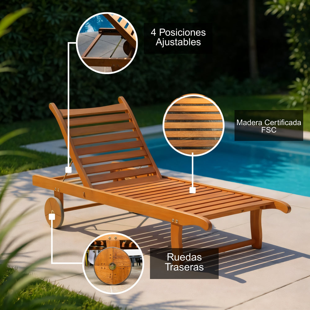 
                      
                        Camastro de Madera para Exterior Phuket con Ruedas
                      
                    