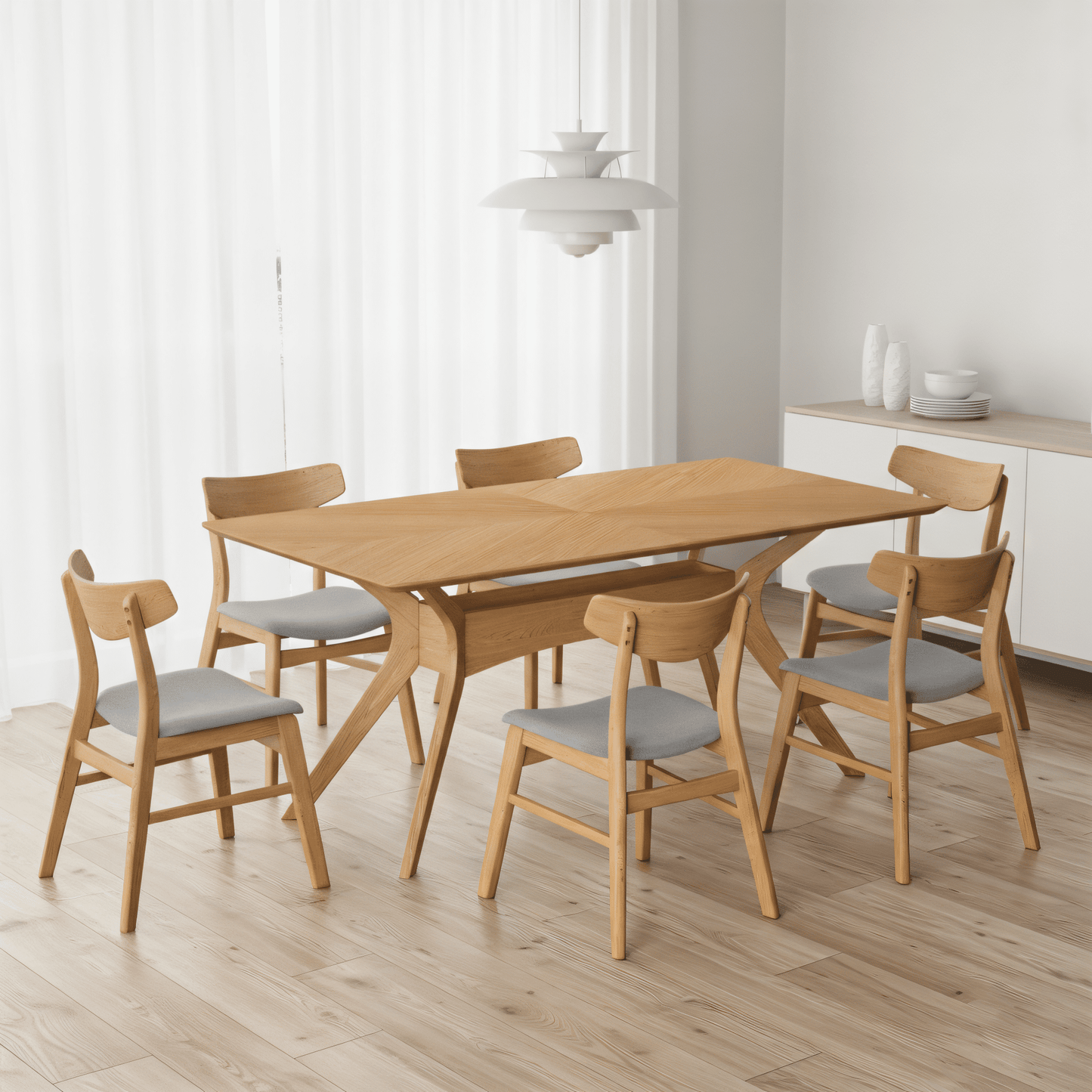 Juego de Comedor Dallas de Madera con 6 Sillas Tapizadas